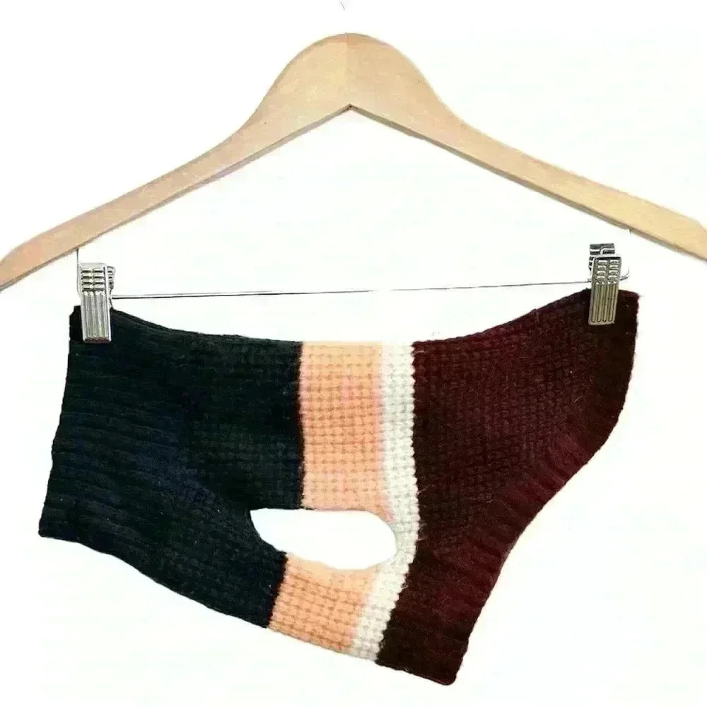 🌈 6/$60, Dog Sweater, Peach/Cream/Navy Blue, Size Small